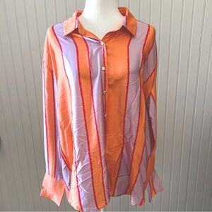Entro In Your Heart Peach Orange Striped Blouse